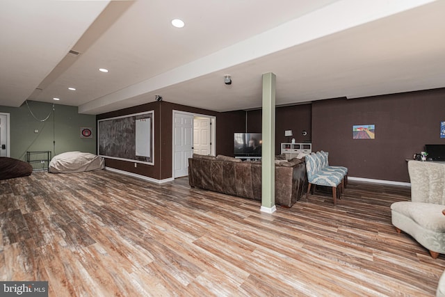 living room with hardwood / wood-style floors