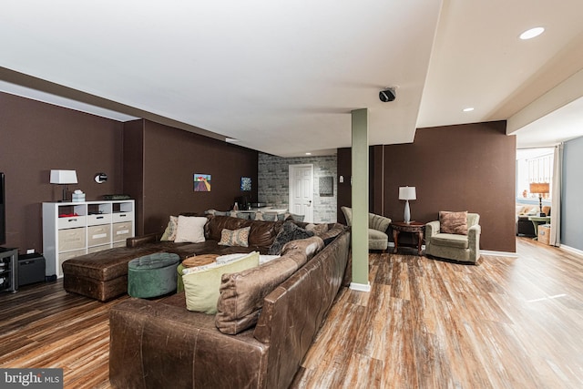 living room with wood-type flooring