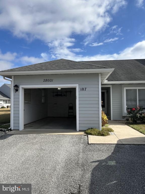 exterior space featuring a garage