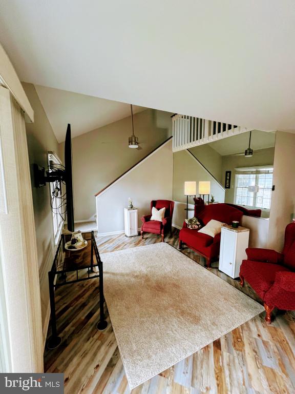 living room with wood-type flooring