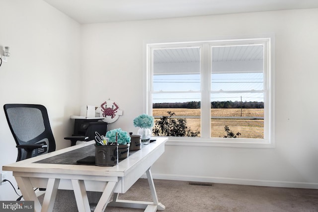 view of carpeted office space