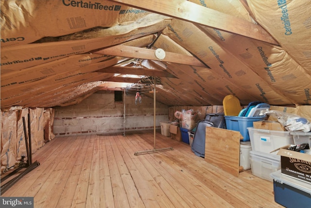 view of unfinished attic