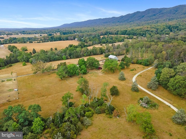 bird's eye view with a mountain view