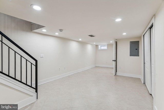 basement with electric panel