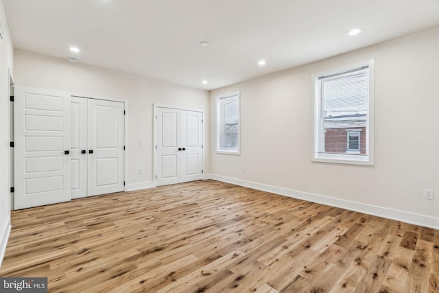 interior space with light hardwood / wood-style flooring