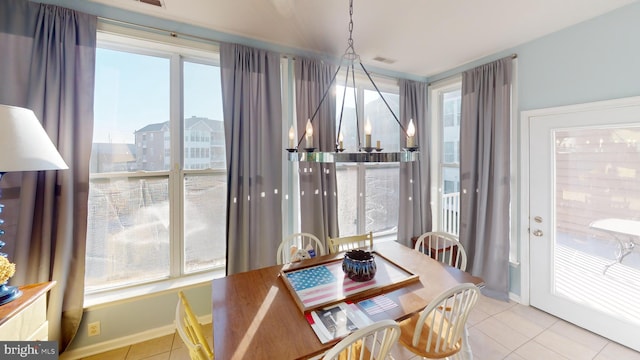 view of tiled dining room