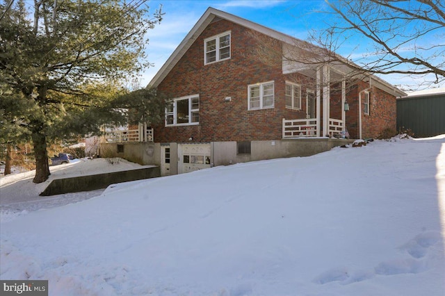 view of snow covered exterior