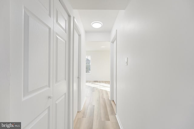 hallway with light wood-type flooring
