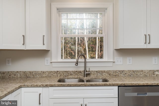 kitchen featuring sink, white cabinetry, and dishwasher