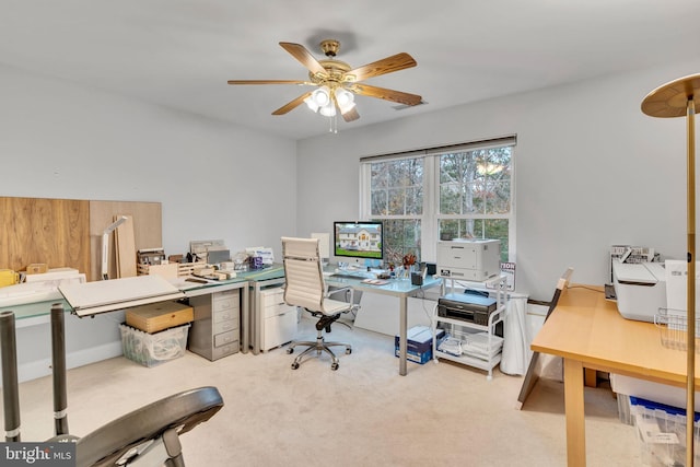 216 Pelagic Ln, Solomons, MD 20688 - home office with a ceiling fan and carpet flooring