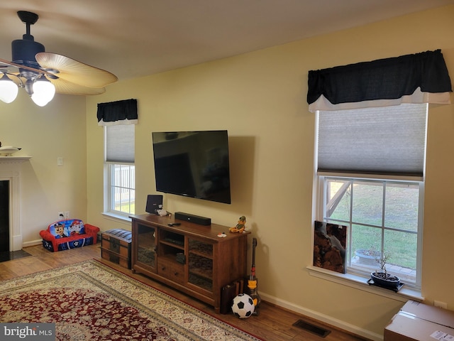 living room featuring hardwood / wood-style flooring