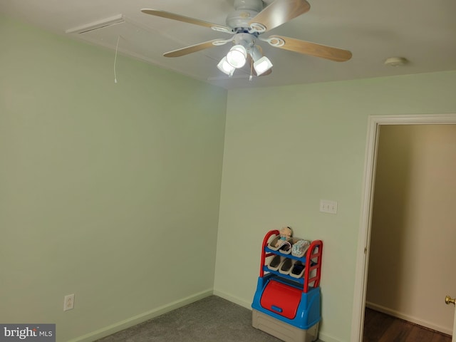 playroom with ceiling fan