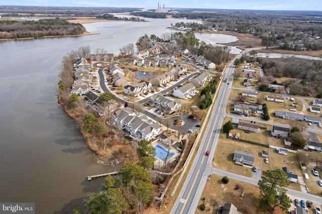 bird's eye view featuring a water view