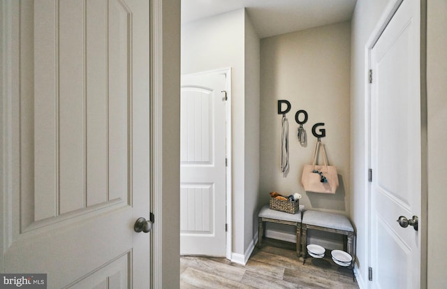 mudroom featuring light hardwood / wood-style flooring