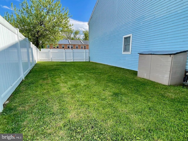 view of yard with a fenced backyard