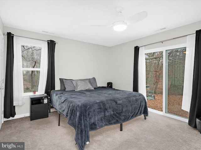 bedroom with carpet and ceiling fan