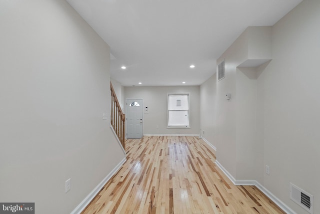 interior space with light hardwood / wood-style flooring