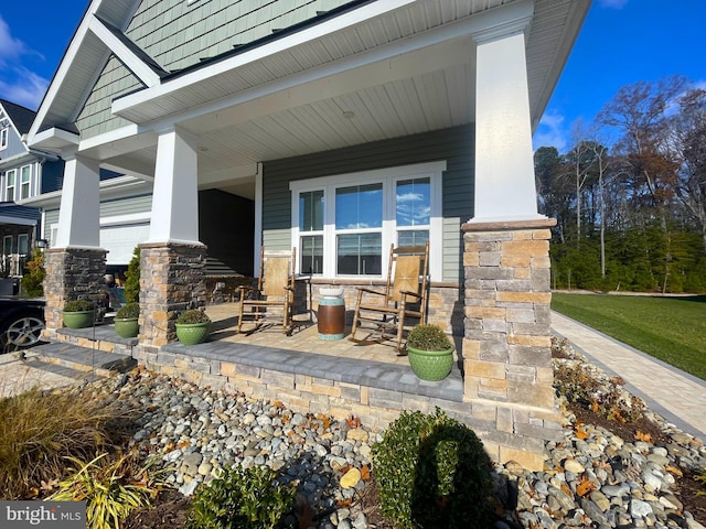 view of patio featuring covered porch