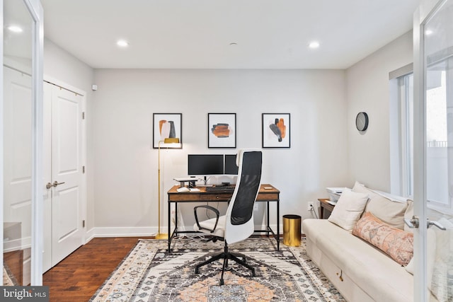 office featuring dark hardwood / wood-style floors