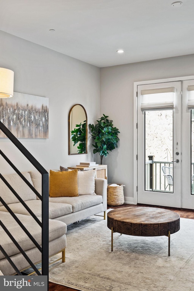 living room featuring wood-type flooring