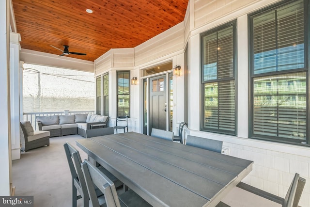 view of patio / terrace with outdoor lounge area and ceiling fan