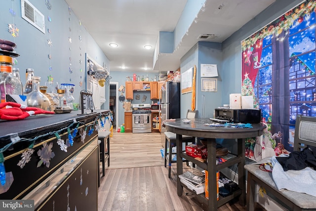 kitchen featuring light hardwood / wood-style floors and stainless steel appliances