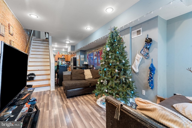 living room featuring light hardwood / wood-style floors