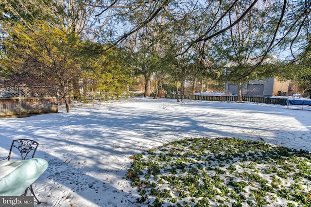 view of yard covered in snow