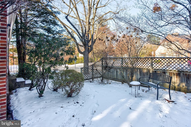 view of yard covered in snow