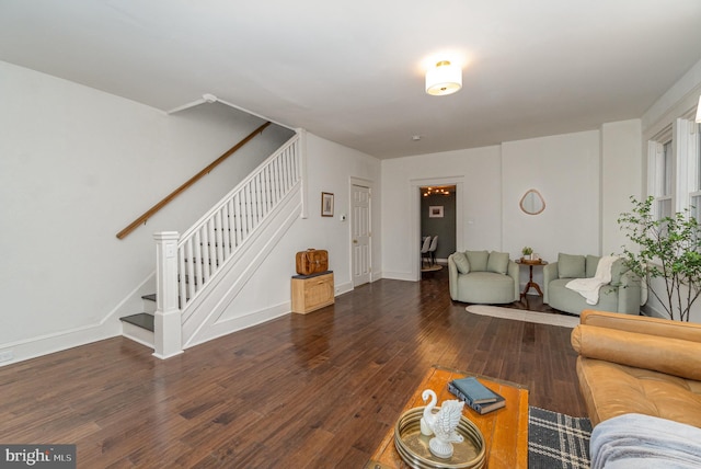 living room featuring dark hardwood / wood-style floors