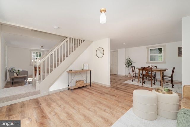 living room featuring light hardwood / wood-style floors