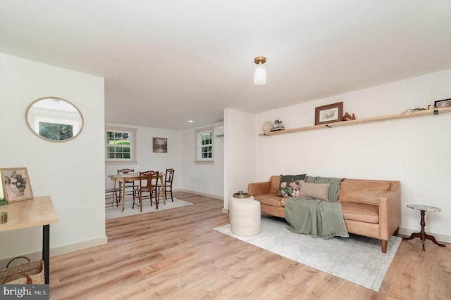 living room with light wood-type flooring