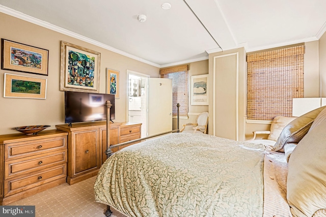 bedroom with ornamental molding