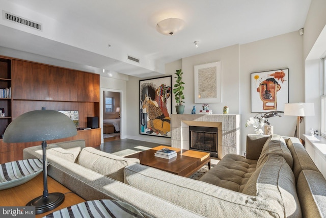 living room featuring wood-type flooring