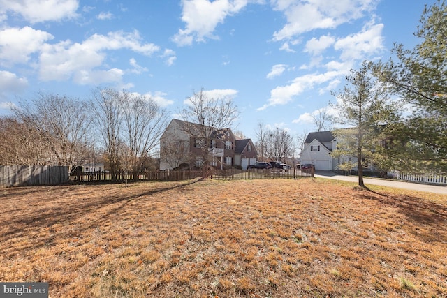 view of yard with a garage