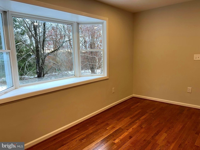 empty room featuring dark hardwood / wood-style flooring and plenty of natural light