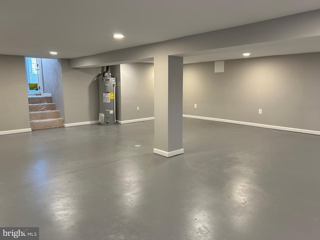 basement with electric water heater