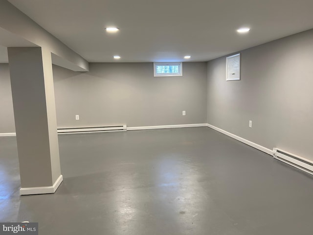 basement featuring baseboard heating