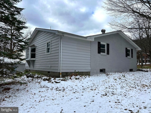 view of snow covered exterior