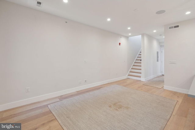 empty room with light wood-type flooring