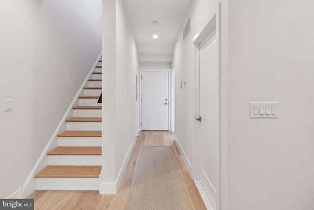 interior space with light hardwood / wood-style floors