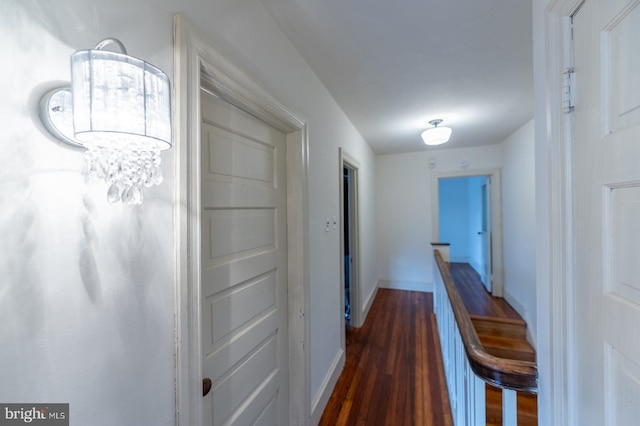 corridor with dark wood-type flooring