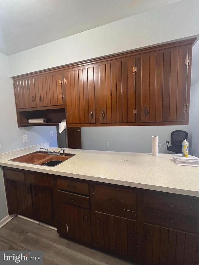 kitchen featuring dark hardwood / wood-style flooring and sink