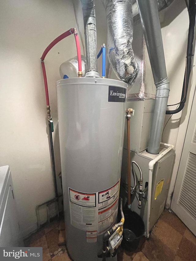 utility room with gas water heater