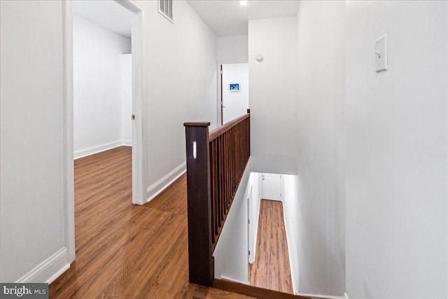 hall with dark wood-type flooring