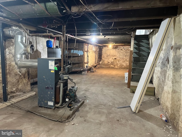 basement featuring water heater