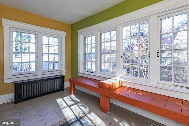 sunroom with radiator and a wealth of natural light