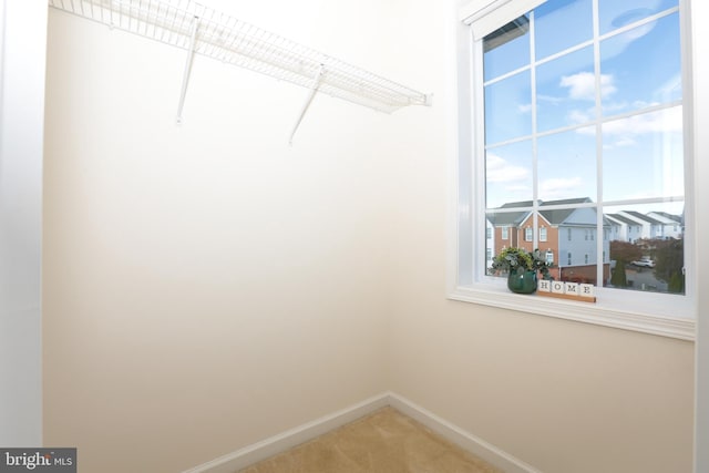 spacious closet with carpet flooring