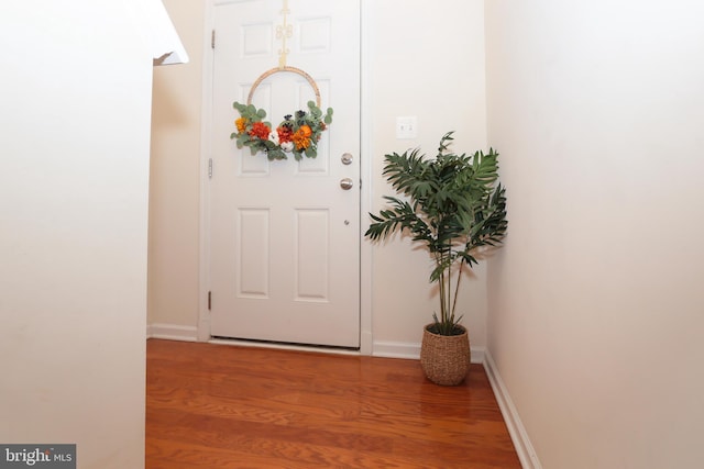 doorway to outside featuring hardwood / wood-style floors