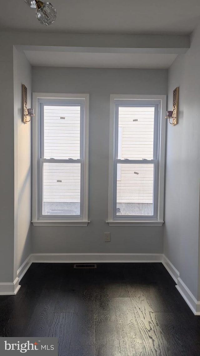 unfurnished room featuring plenty of natural light and wood-type flooring